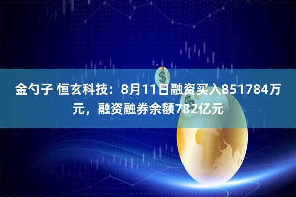 金勺子 恒玄科技：8月11日融资买入851784万元，融资融券余额782亿元